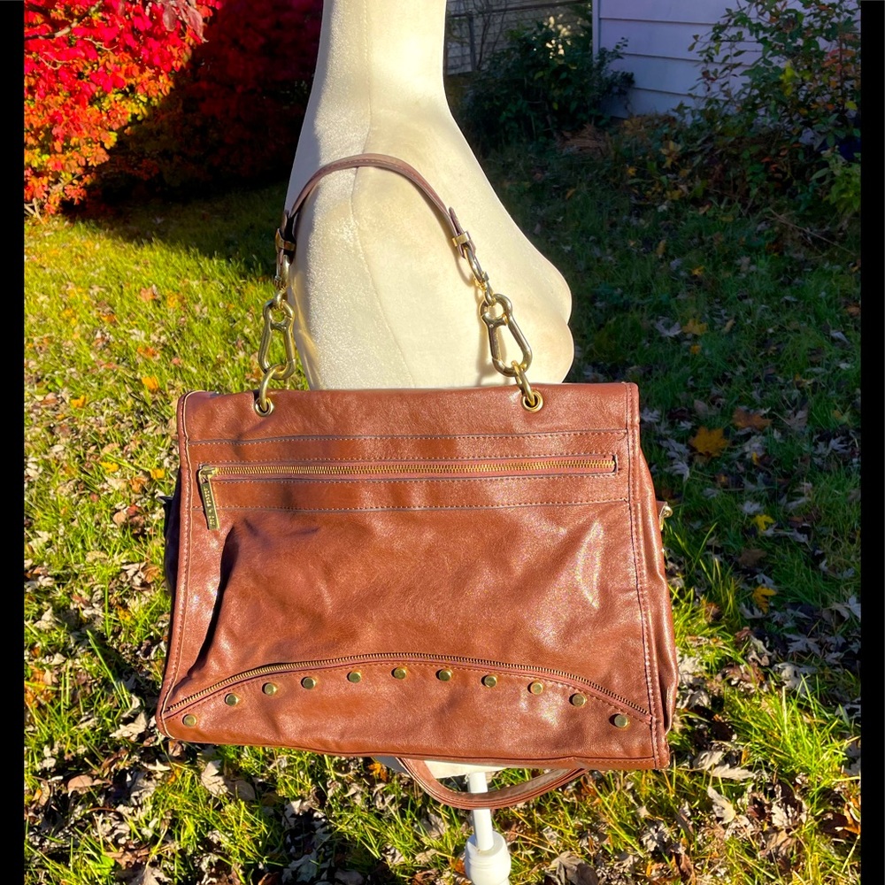 Olivia & Joy’s Soft PVC Faux Leather Studded & Zippered Briefcase